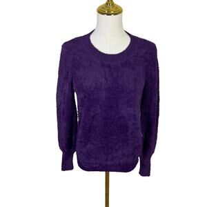 Liz Claiborne Crewneck Soft Fuzzy Purple Sweater US Womens S Petite New